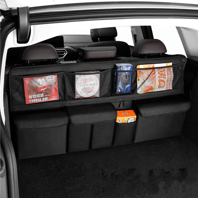 Car trunk storage bag SUV car seat back hanging bag Multi functional storage mesh bag Car interior storage items