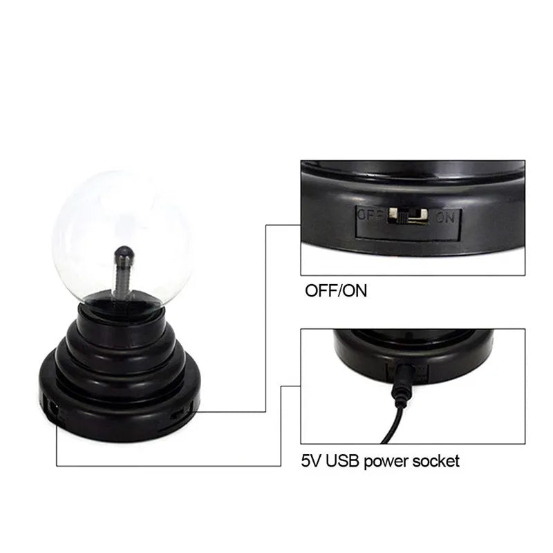 3/4/5/6 Inch Magic Plasma Ball Lamp LED Atmosphere Night Light Touch control Glass Plasma Light Bedroom Decor Kids Gifts