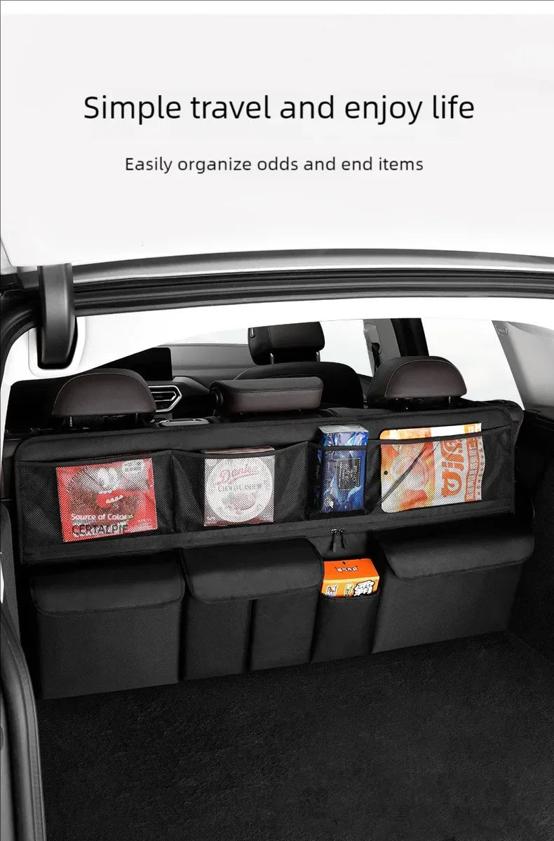 Car trunk storage bag SUV car seat back hanging bag Multi functional storage mesh bag Car interior storage items