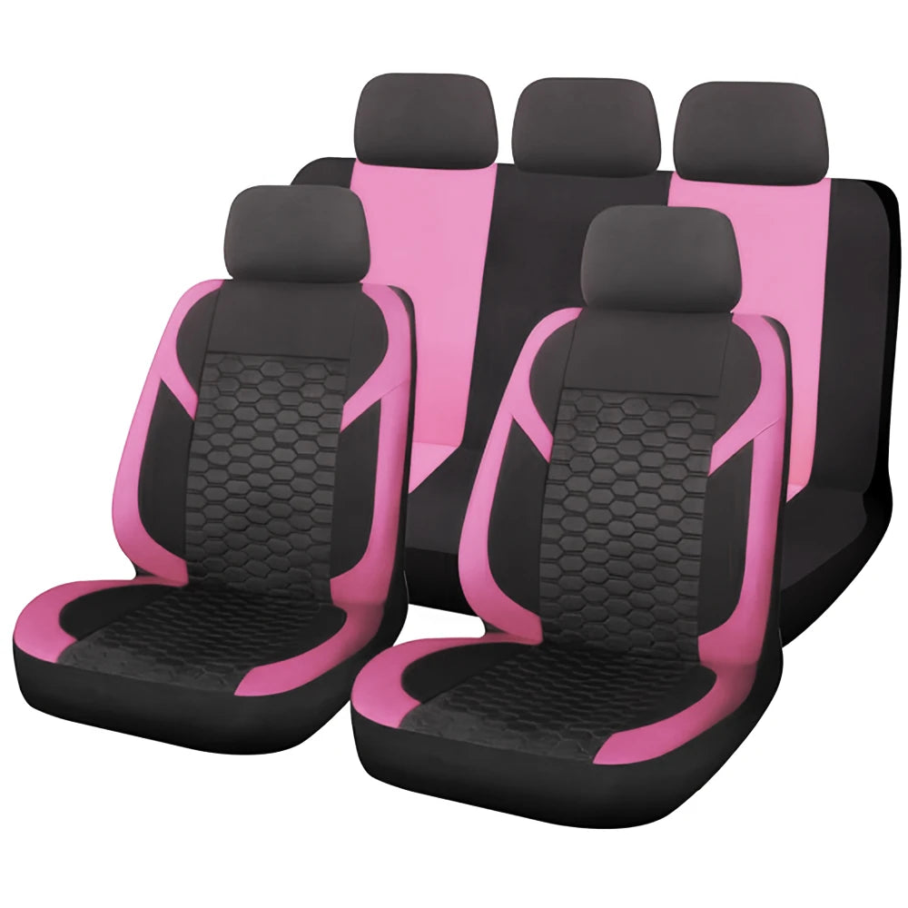 Universal Car Seat Covers Polyester Mesh Fabric Honeycomb Embroidery Seat Covers For Car SUV Vans Truck Accessories Interior