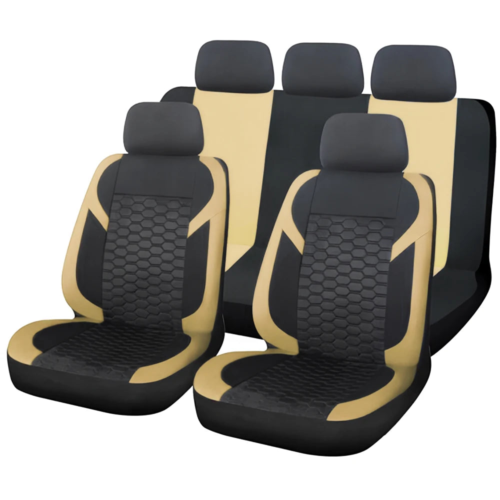 Universal Car Seat Covers Polyester Mesh Fabric Honeycomb Embroidery Seat Covers For Car SUV Vans Truck Accessories Interior