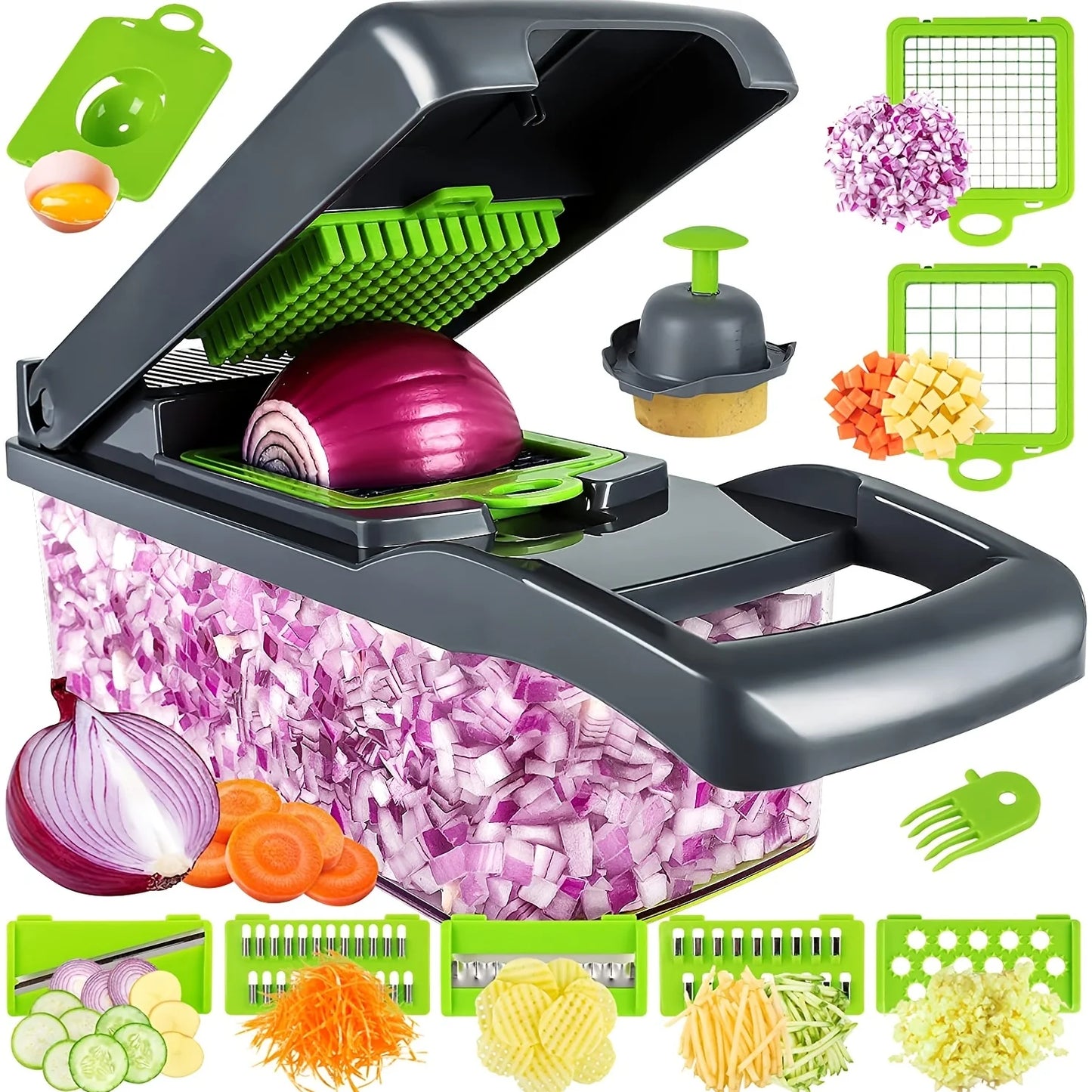 14pcs/16pcs Set,Vegetable Chopper, Multifunctional Fruit Slicer, Manual Food Grater, Vegetable Slicer, Cutter With Container