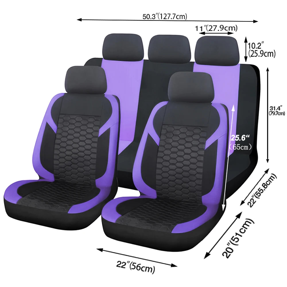 Universal Car Seat Covers Polyester Mesh Fabric Honeycomb Embroidery Seat Covers For Car SUV Vans Truck Accessories Interior