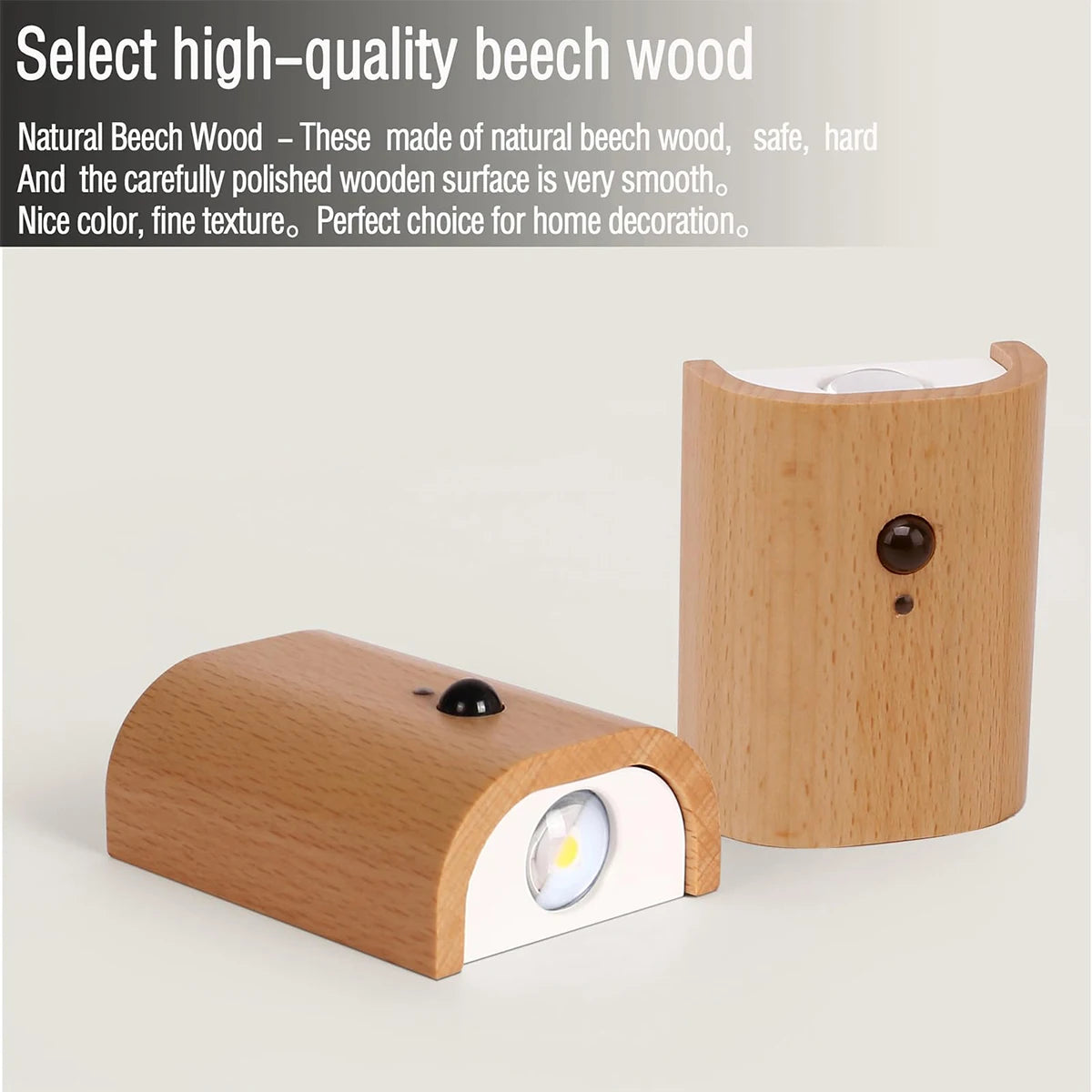 Intelligent Induction Wall Lamp 0.4w Infrared Night Light With Wooden Led 2700k-3000k Sensor Rechargeable Magnetic Bulb Cupboard