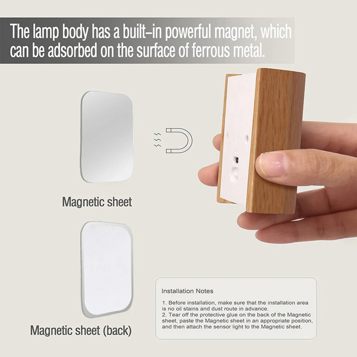 Intelligent Induction Wall Lamp 0.4w Infrared Night Light With Wooden Led 2700k-3000k Sensor Rechargeable Magnetic Bulb Cupboard