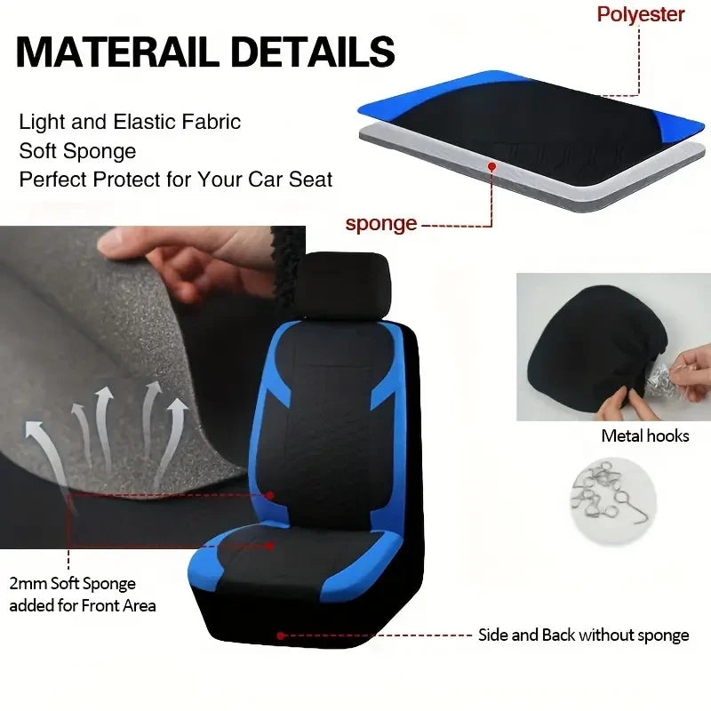 Universal Car Seat Covers Polyester Mesh Fabric Honeycomb Embroidery Seat Covers For Car SUV Vans Truck Accessories Interior