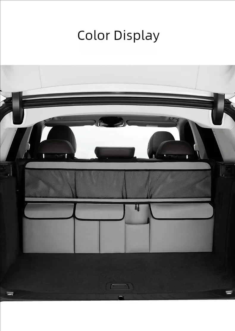 Car trunk storage bag SUV car seat back hanging bag Multi functional storage mesh bag Car interior storage items