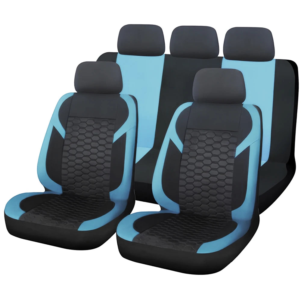 Universal Car Seat Covers Polyester Mesh Fabric Honeycomb Embroidery Seat Covers For Car SUV Vans Truck Accessories Interior