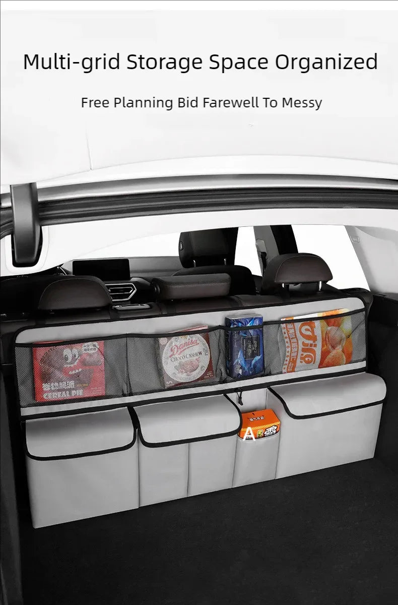 Car trunk storage bag SUV car seat back hanging bag Multi functional storage mesh bag Car interior storage items