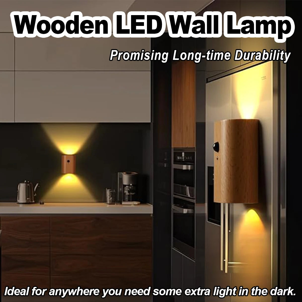 Intelligent Induction Wall Lamp 0.4w Infrared Night Light With Wooden Led 2700k-3000k Sensor Rechargeable Magnetic Bulb Cupboard